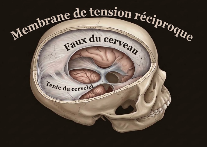 Os du crâne et membranes de tensions réciproques auto-contraints — structures de tensegrité au niveau du crâne